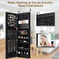 thumbnail image 4 of Gymax  Wall Door Mounted Lockable Jewelry Cabinet Armoire Organizer w/LED Black, 4 of 10