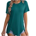 thumbnail image 1 of Birdeem Summer New Womens Womens Round Neck Top Short Sleeve Button Up T-Shirt, 1 of 12