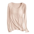 thumbnail image 1 of FAIWAD Pyjama pour Femmes à Manches Longues, Col Rond, Haut de Pyjama Confortable et Doux, Couleur Unie, Vêtement de Nuit, 1 of 7