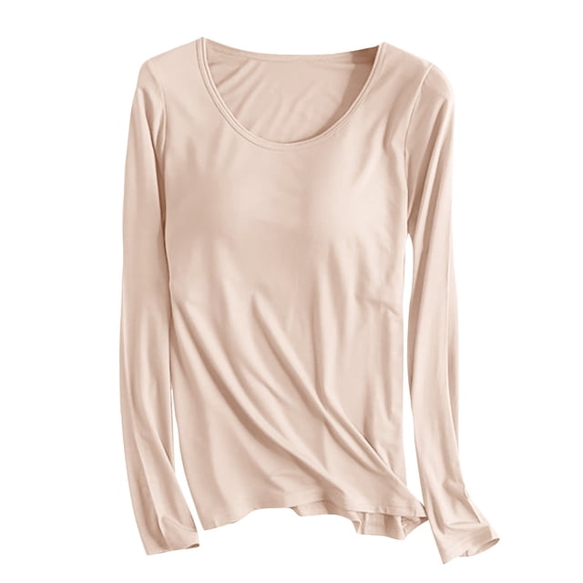 FAIWAD Pyjama pour Femmes à Manches Longues, Col Rond, Haut de Pyjama Confortable et Doux, Couleur Unie, Vêtement de Nuit