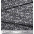 thumbnail image 3 of Soimoi Tissu Satin Modal Rayé, Feuilles & Floral Imprimé au Mètre 42 Pouces de Large, 3 of 3