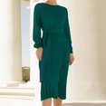 thumbnail image 2 of LLYwey Deals Robes à Épaules Dénudées pour Femmes Mode Bohème Col Rond Manches Longues Robe en Tricot Longueur Mini Nouvelles Robes Trapèze Vert TG, 2 of 9