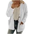 thumbnail image 2 of TIMIFIS Women’s Open Front Fleece Cardigan Sweater Button Long Sleeve Open Knitted Fleece Cardigan Outwear Sweater Coat Spring Fall Jackets Outerwear-WhiteFall/Winter, 2 of 6