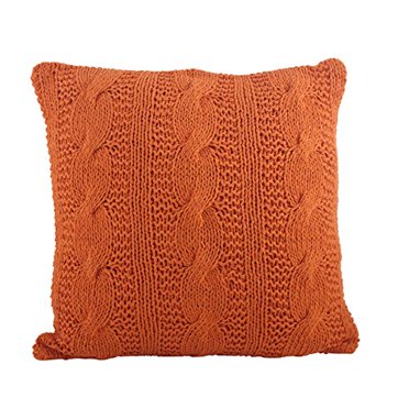 SARO LIFESTYLE 1020 McKenna Collection Coussin Décoratif en Coton Rempli de Duvet à Motif Torsadé Tangerine, 20 Pouces,