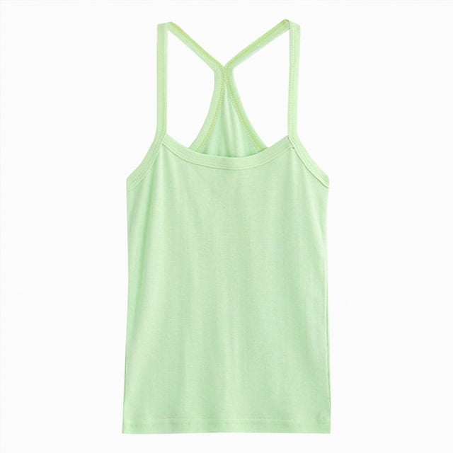 Gubotare Girl Tank Tops Girls Athletic Tank Tops Racerback Sleeveless Quick Dry Sports Dance Workout Tops (Light Green,130)