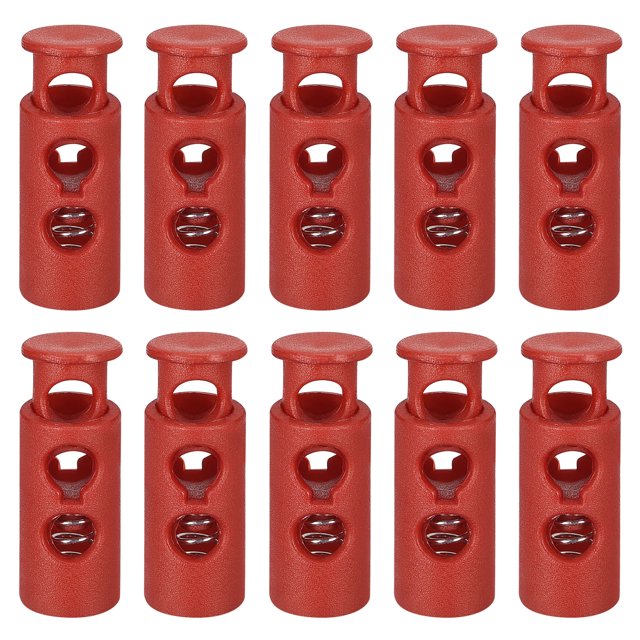 Unique Bargains Lot de 30 Butées à Ressort en Plastique à Double Trou pour Cordon de 4 mm, Rouge