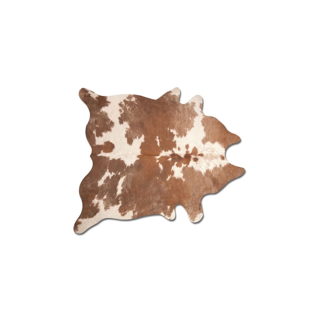H-Natural Tapis en Peau de Vache Kobe 5'X7' avec Motif de Peau de Vache Brun Naturel et Blanc, texture Douce à Poil Ras et Forme Organique Irrégulière, Conçu pour la Durabilité et la Résistance aux Taches dans les Zones Intérieures à Fort Passage, Idéal pour Ajouter Chaleur et style à la Déco de la Maison.