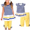 thumbnail image 2 of Birdeem Chemises pour Filles Mode Filles Décontracté Manches Courtes Hauts Col Rond Bouton Imprimé Ensembles de Shorts, 2 of 12