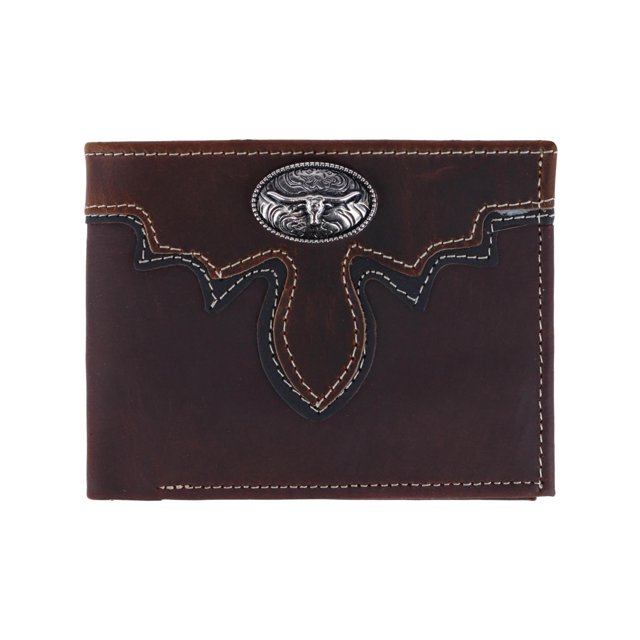 CTM® Portefeuille Bifold en Cuir Longhorn Concho (Hommes)