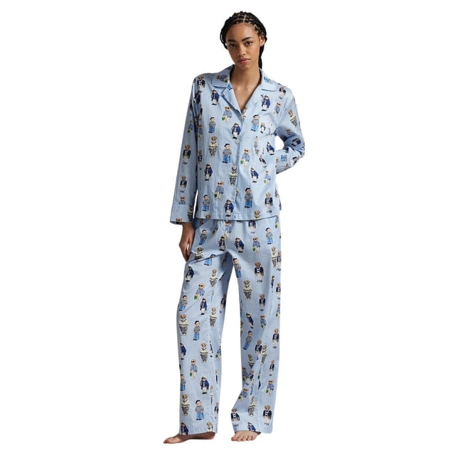 Polo Ralph Lauren Polo Bear Ensemble de Pyjama en Coton à Manches Longues - 4P8046 - R2809 (TP, Bleu Oxford)
