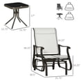thumbnail image 3 of Outsunny 3PCs Glider Rocking Chairs with Table for Patio Garden Cream White, 3 of 10