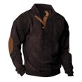 thumbnail image 1 of Birdeem Mode Homme Décontracté Sport Col Montant Bouton Patchwork Chandail à Manches Longues Blouse, 1 of 1