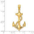 thumbnail image 4 of 14k Yellow Gold Anchor Rope Necklace Charm Pendant Seashore, 4 of 8