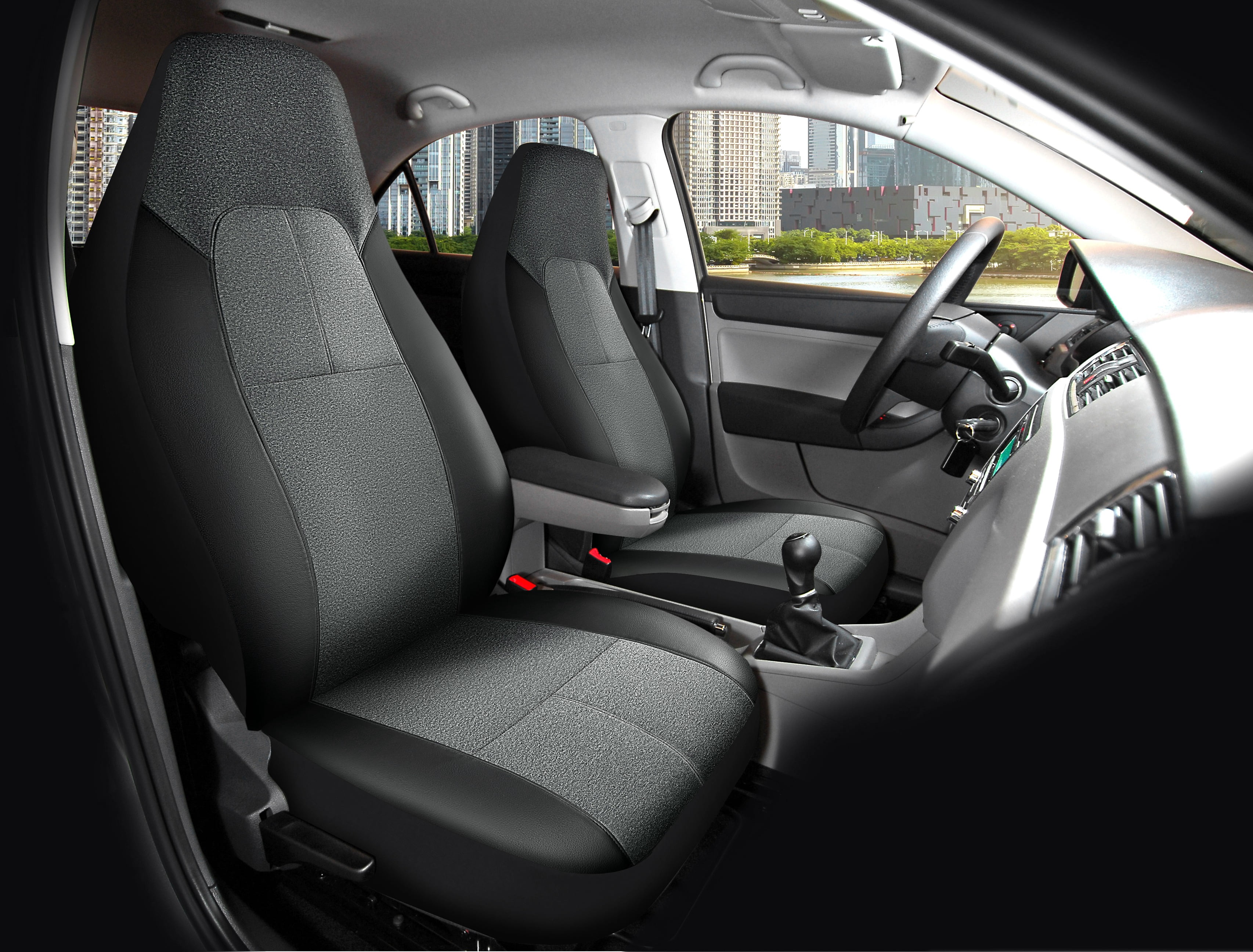 Auto Drive 2 Piece Electric Vehicle & Car Seat Cover Polyester Grey/black