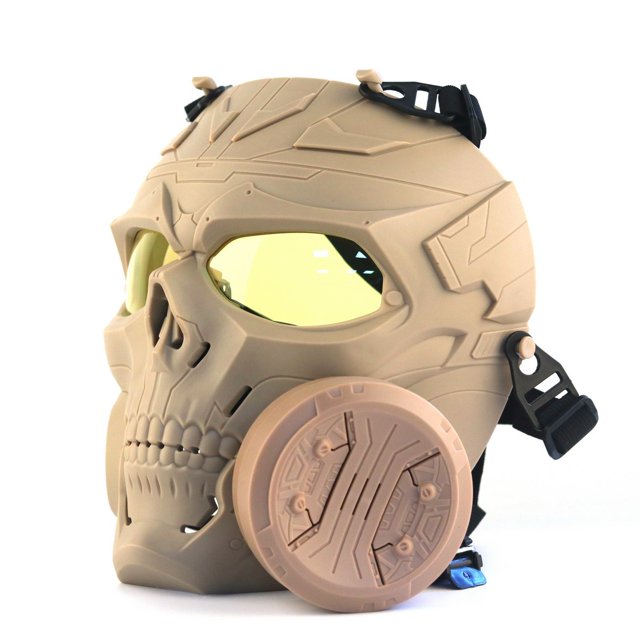 TopOne Tactical Gas Mask Full Face Single Fan Skull Covers Protective Mask for Outdoor Cs Game Masquerade Cosplay