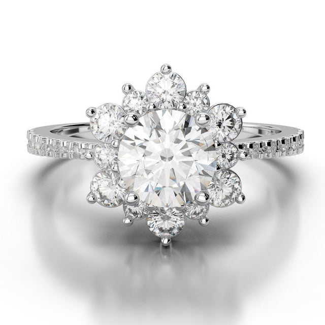 1.60 Ct Bagues de Mariage Rondes Diamond pour les Femmes en Or Blanc 14K Massif