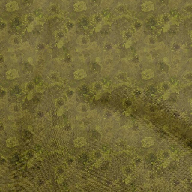 oneOone Tissu Jersey Viscose Vert Olive Foncé Abstrait Floral Matériel de Robe Tissu Imprimé au Mètre 60 Pouces de Large