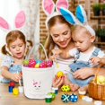 thumbnail image 1 of Easter Basket Holiday Rabbit Bunny Printed Canvas Gift Carry Candy Bag, 1 of 4