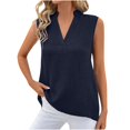 thumbnail image 1 of Timegard Camisoles pour Femmes Été Coton Lin Col en V Sans Manches Légères Décontractées Amples Hauts Blouse, 1 of 7