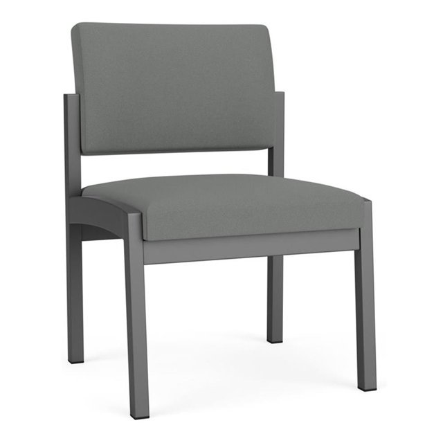 Lenox Chaise d'Appoint Sans Accoudoirs pour Réception / Acier Charbon / Gris Pâle