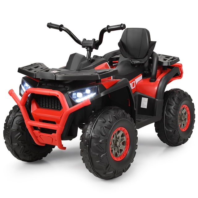 Costway Quad Électrique 4 Roues 12 V pour Enfants, 2 Vitesses, Voiture à Chevaucher avec MP3 et Lumières DEL, Rouge