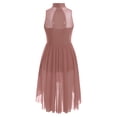 thumbnail image 4 of Robe de Danse Latine Ballet pour Filles Sans Manches avec Strass Dos Creux Combinaison Décontractée Rose Poussiéreux 8, 4 of 7
