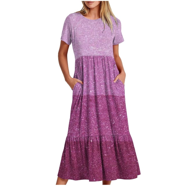Robes pour Femmes Robe Imprimée à Manches Courtes et Col Rond