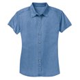 thumbnail image 1 of Gravity Threads Womens Short-Sleeve Value Denim Shirt - Faded Blue - 3X-Large, 1 of 2