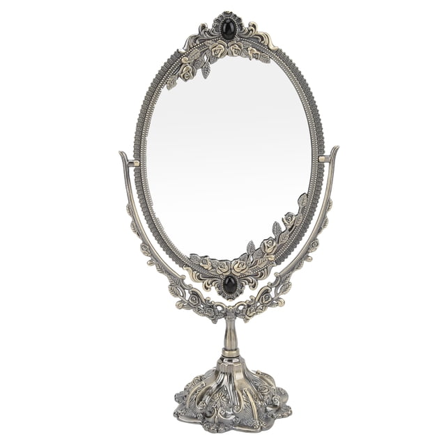 Metal Antique Mirror,MakeUp Mirror EuropeanStyle Metal Vintage Cosmetic Mirror Make Up Mirror Convenient Use