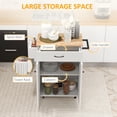 thumbnail image 4 of HOMCOM Kitchen Island on Wheels, Kitchen Cart with Solid Wood Top, White, 4 of 10