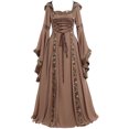 thumbnail image 2 of Robe de Bal Princesse Rétro en Dentelle à Manches Évasées pour Femmes, Robes Gothiques, Robe en Dentelle Médiévale Renaissance Victorienne, Robe Maxi, Costume d'Halloween, Kaki, P, 2 of 6