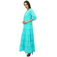 thumbnail image 3 of Bimba Women's 3/4 Sleeve Summer Cotton Maxi Dress Drawstring Waist, 3 of 7