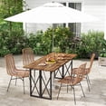 thumbnail image 2 of Costway 67" Patio Rectangle Table Heavy-Duty Acacia Wood Dining Table with Umbrella Hole, 2 of 9