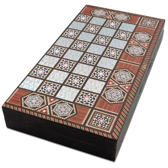 Star Turkish Classic Backgammon Board Game - 19 inches, Magnetic Closing Mechanism, Folding Board, Strategic Game, Family and Friend Fun, Portable Tr