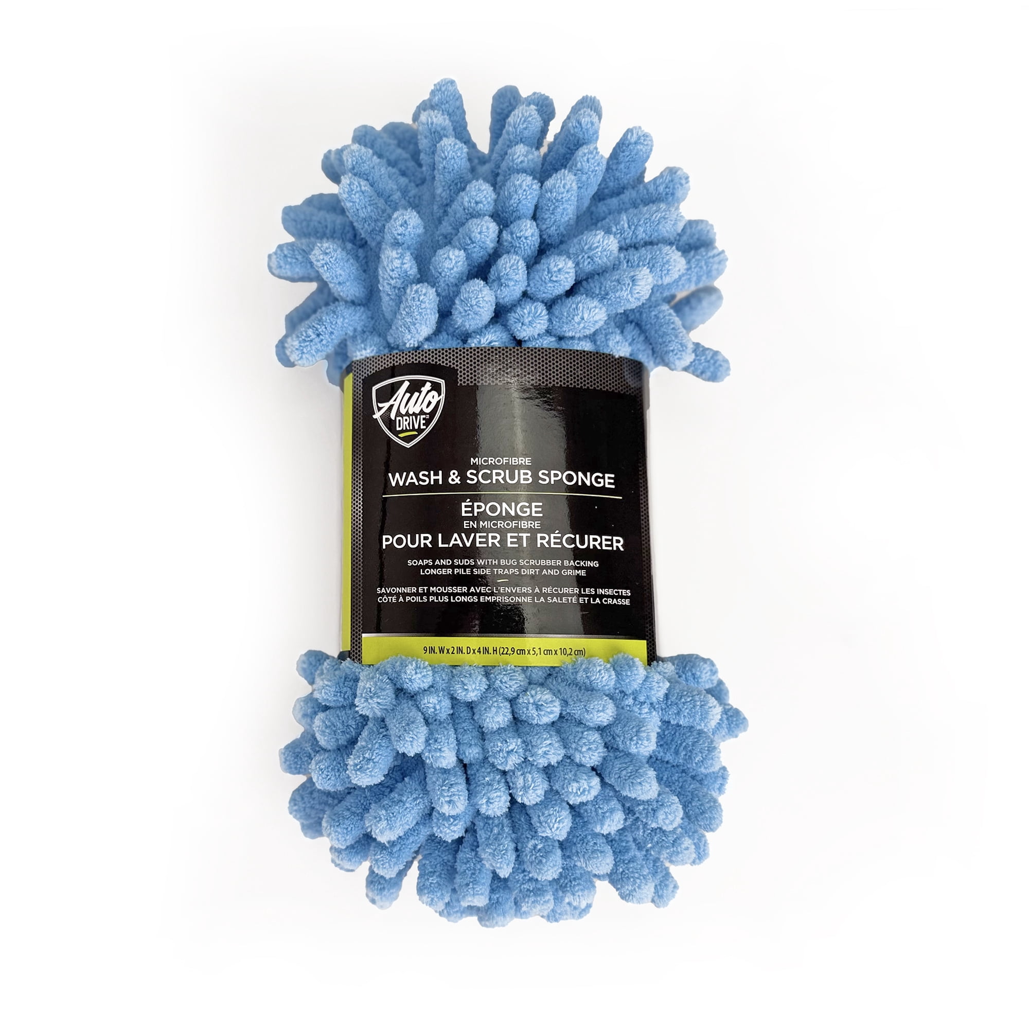 Auto Drive Microfibre Car Wash Sponge with Chenille Pile and Scrubber Back