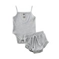 thumbnail image 2 of 2Pcs Baby Shorts Set Knitted Suspenders Jumpsuit High Waist Short Pants Girls Suits, 2 of 6