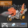 thumbnail image 2 of Brown Remote Control Dinosaur Motorcycle Toy With Spray Sound And Light Effects, Rechargeable Stunt Rc Vehicle, Electric Dinosaur Car Gift For Kids Boys (1.20 Lbs), 2 of 5