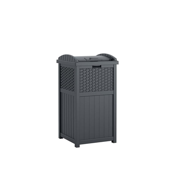 Suncast Wicker Trash Hideaway – All-Weather Resin, Outdoor Patio/Deck - Cyberspace