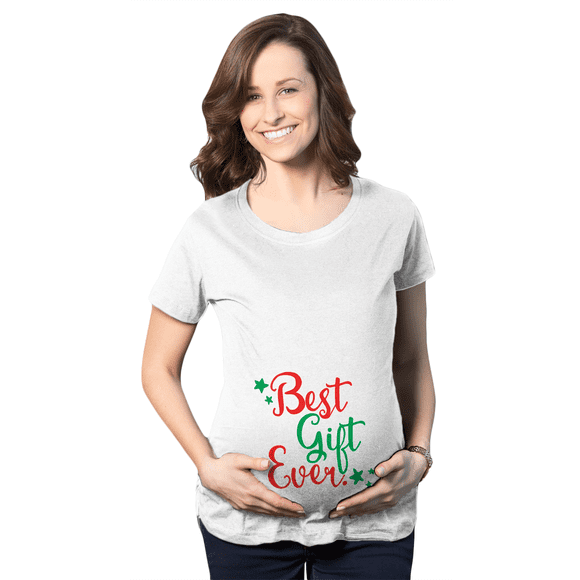 Maternity Best Gift Ever T Shirt Funny Christmas Present Bump New Pregnancy Tee (White) - 3XL