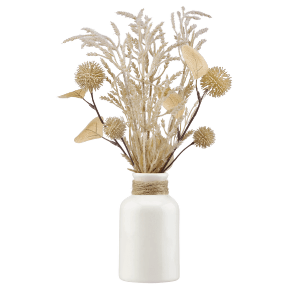 Bouclair Blé et Chardon Artificiels dans Vase Bouteille Blanc
