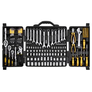 VEVOR 207-Piece Ensemble d'outils de mécanique 1/4" 3/8" 1/2" Prises de route SAE et métrique