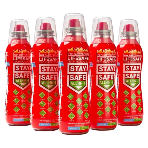 LifeSafe Technologies StaySafe All-in-1 Portable Fire Extinguishing Spray | Compact Fire Spray Smothers 10 Types of Fires | Non-Toxic, Non-Hazardous