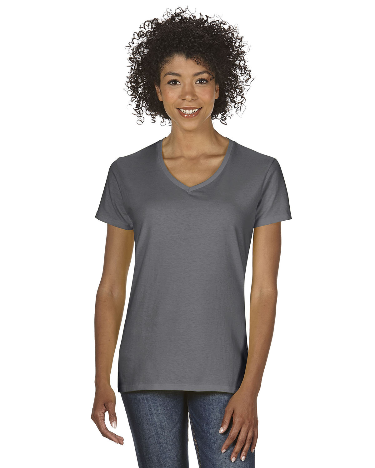 T-Shirt Col en V en Coton Épais pour Femmes