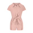 thumbnail image 4 of Birdeem 2Pc Fashion Woman Solid Short Sleeve Cardigan Blouse Tops +Loose Pockets Pants Short Sets, 4 of 12