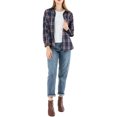 thumbnail image 2 of INSPIRE CHIC Women's Plaid Shirts Button Down Long Sleeve Pockets Oversized Tunics Blouse, 2 of 6