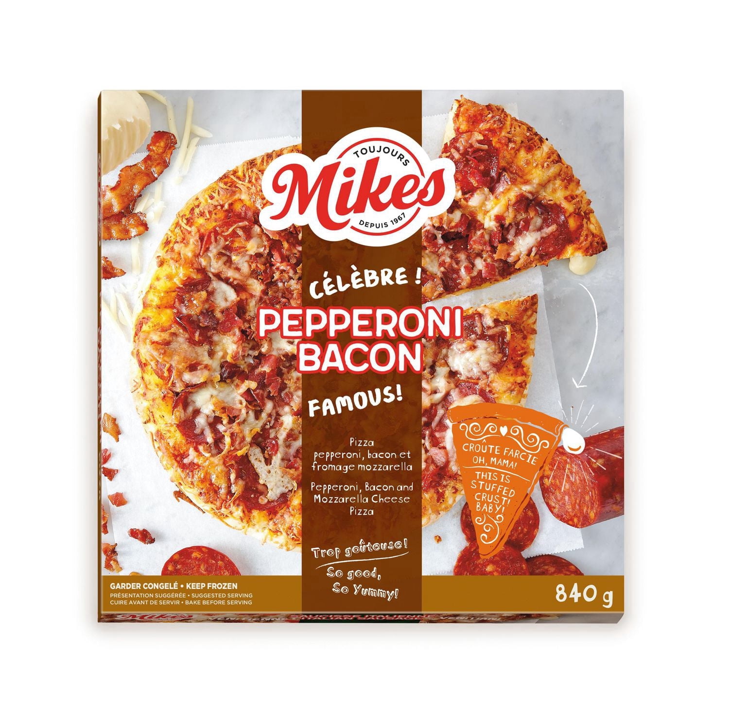 Mikes pizza croûte farcie pepperoni bacon 840g 840G