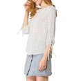 thumbnail image 4 of INSPIRE CHIC Women's Ruffled Neck Half Sleeve Sheer Summer Polka Dots Blouse Tops, 4 of 7