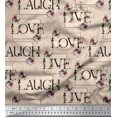 thumbnail image 1 of Soimoi White polyester Crepe Fabric Floral Love Text Print Sewing Fabric Yard 52 Inch Wide, 1 of 5