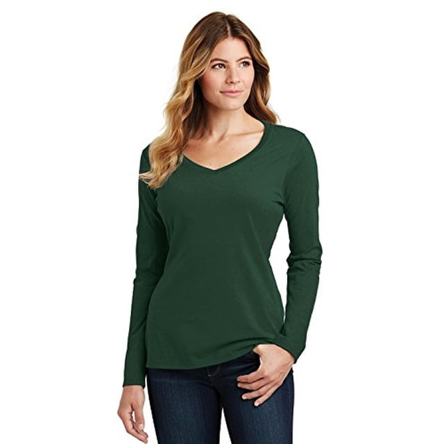 Port & Company 174 T-Shirt à Manches Longues pour Femmes, Favori des Fans, Col en V. LPC450VLS