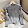 thumbnail image 3 of Mepaouo Girls Cardigan Sweater School Uniforms Toddler Long Sleeve Button Knit Solid Sweaters Tops Grey 110, 3 of 5
